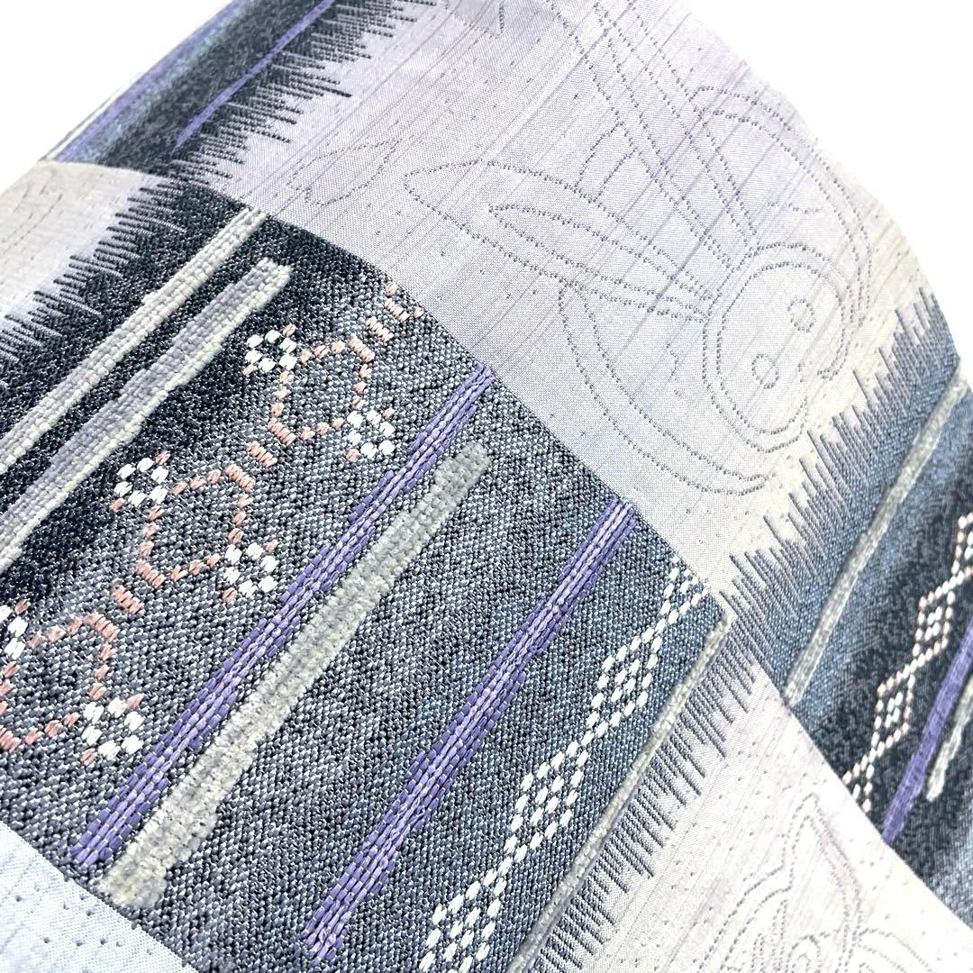 専用帯6092 6085 二点セット ●高級 正絹 花織片面全通リバーシブル袋帯