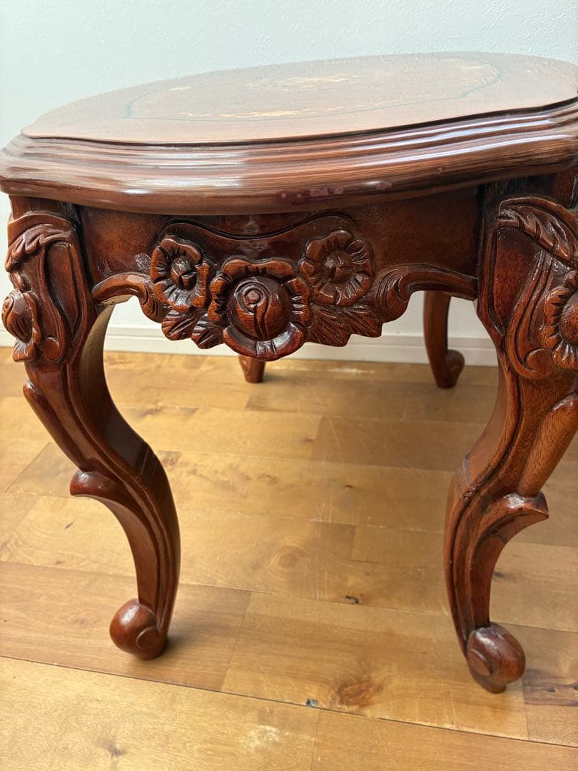 希少品　アンティーク　ロココ調様式　象嵌　イタリア製　テーブル