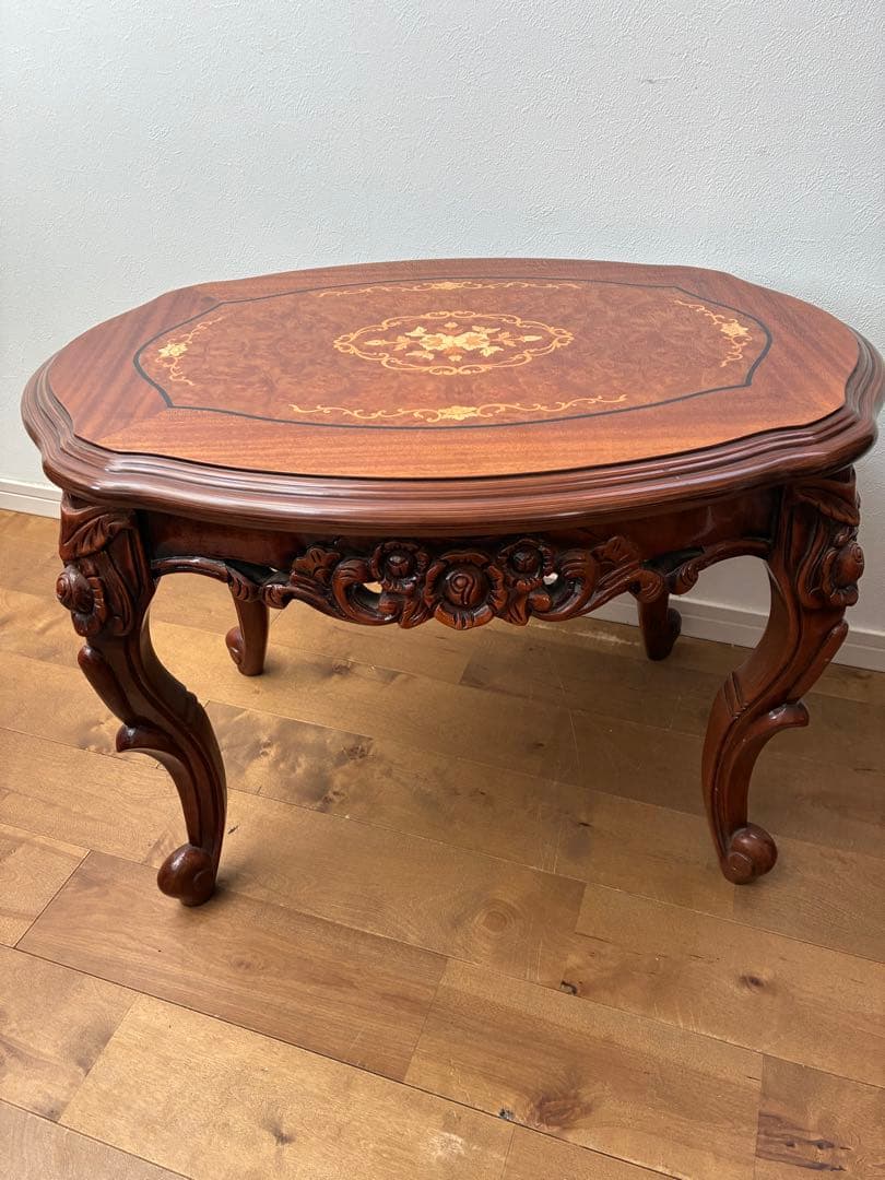 希少品　アンティーク　ロココ調様式　象嵌　イタリア製　テーブル