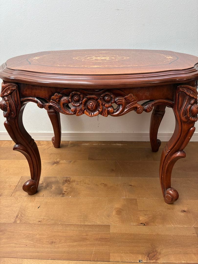 希少品　アンティーク　ロココ調様式　象嵌　イタリア製　テーブル