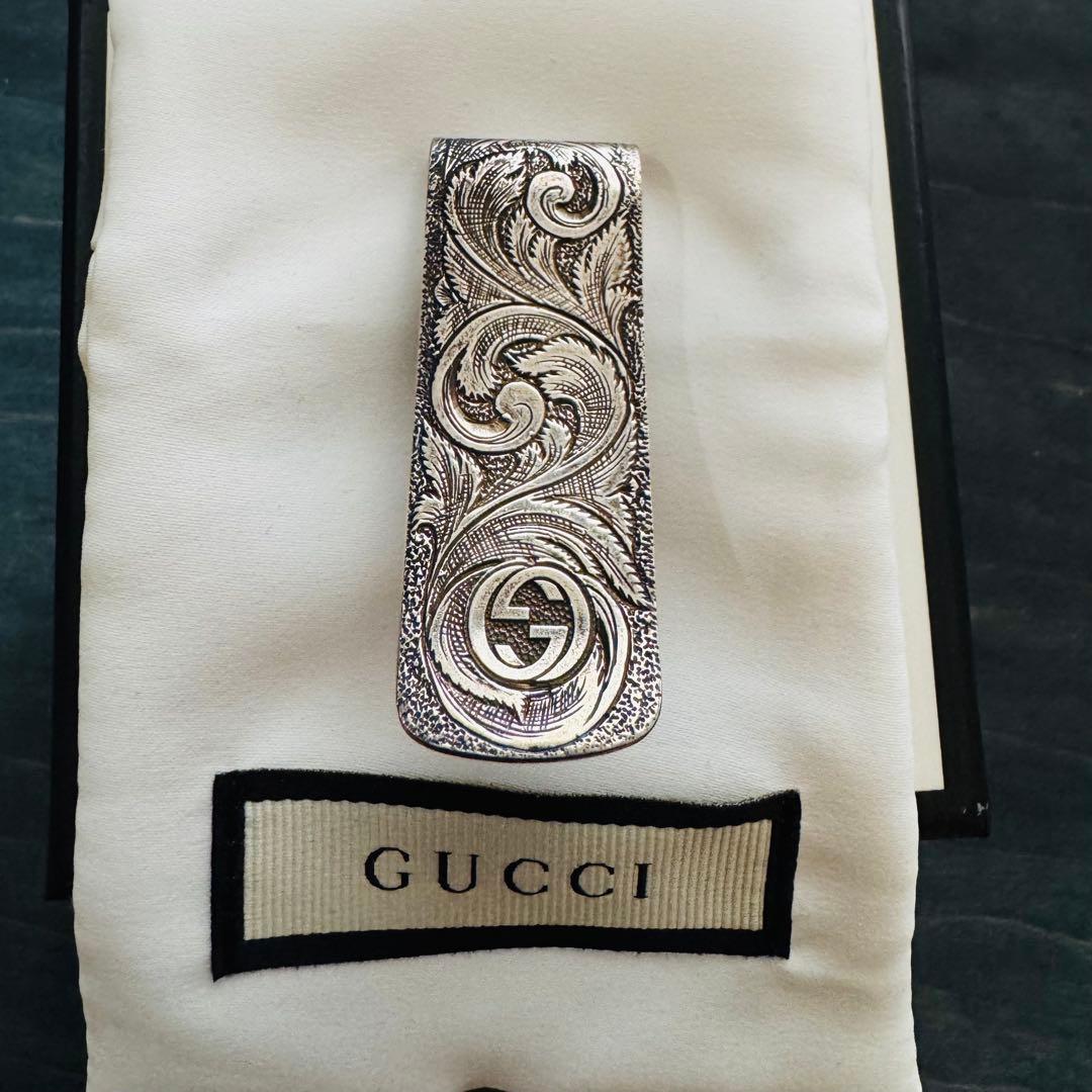 GUCCI レア❗️メンズ マネークリップ タイガーキャット ヘッド モチーフ