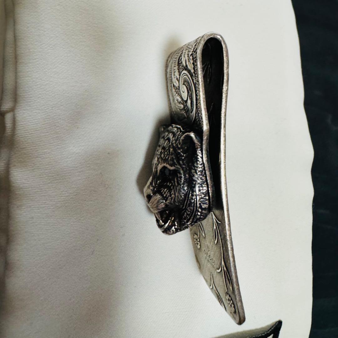 GUCCI レア❗️メンズ マネークリップ タイガーキャット ヘッド モチーフ