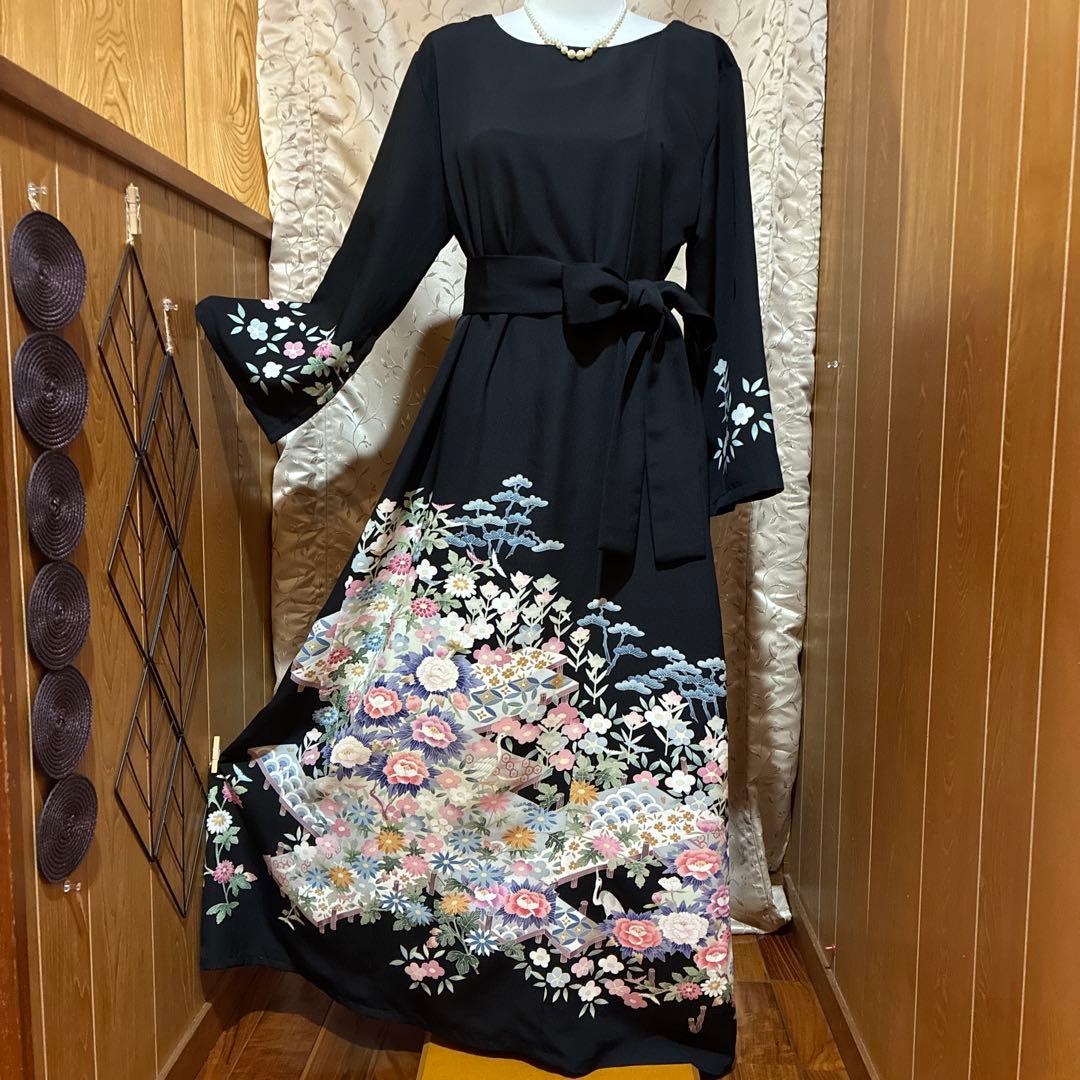 NO 117着物リメイクワンピース　留袖リメイクワンピース