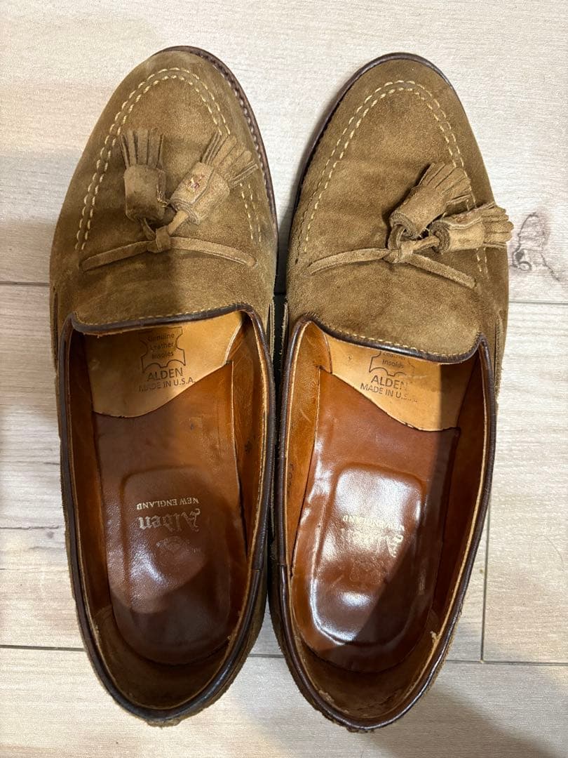 オールデン　ライトブラウン スエード ローファー