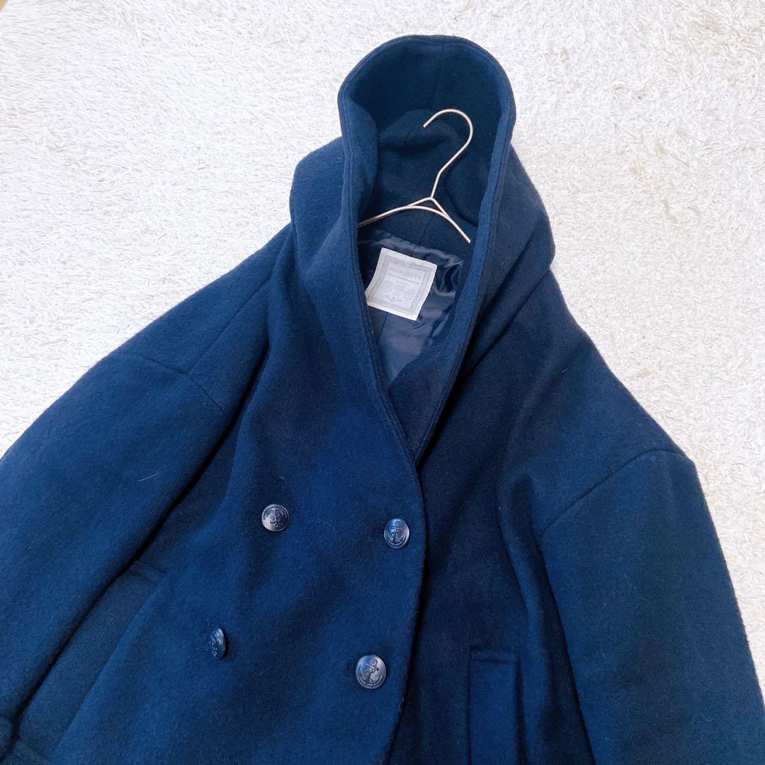 ビアズリー　フーデットウールピーコート ネイビー　フリーサイズ