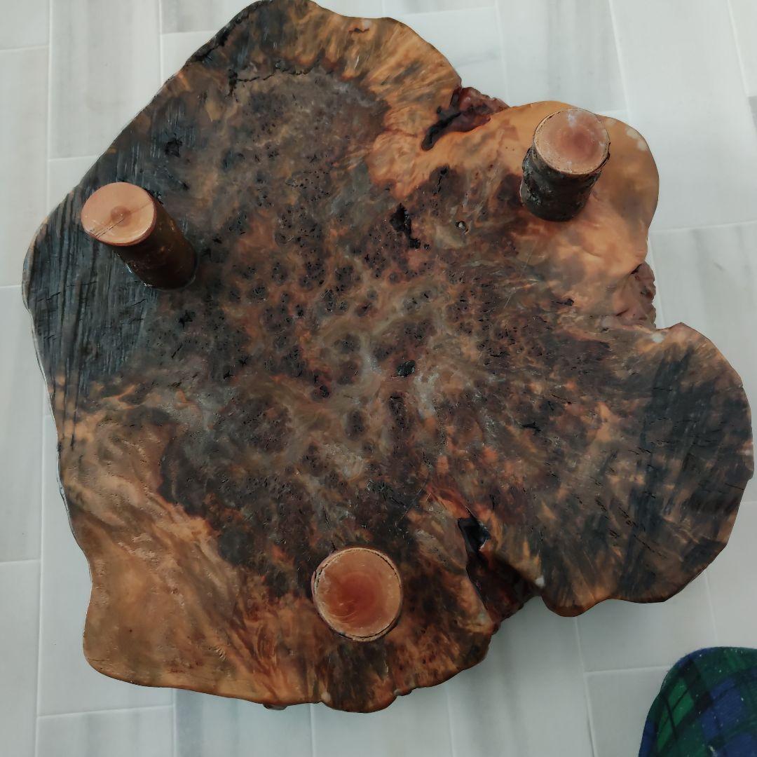 【最高品質】　天然木　玉杢　瘤　花台　脚付き