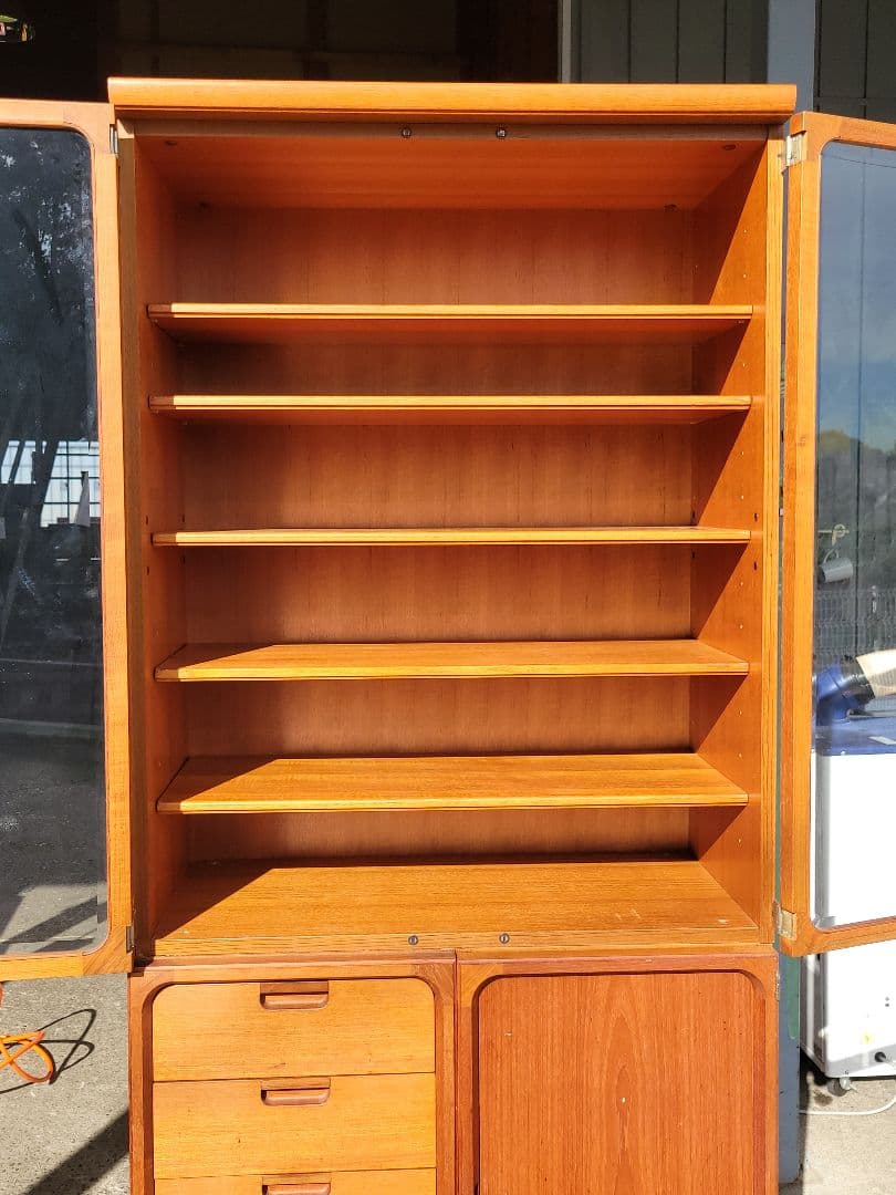 レトロ 木製 ガラス扉付き 食器棚 本棚 収納棚 ヴィンテージ調 キャビネット