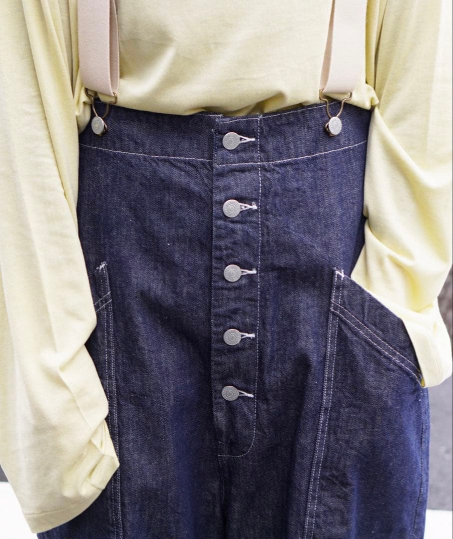 HARVESTY デニムサスペンダーパンツ