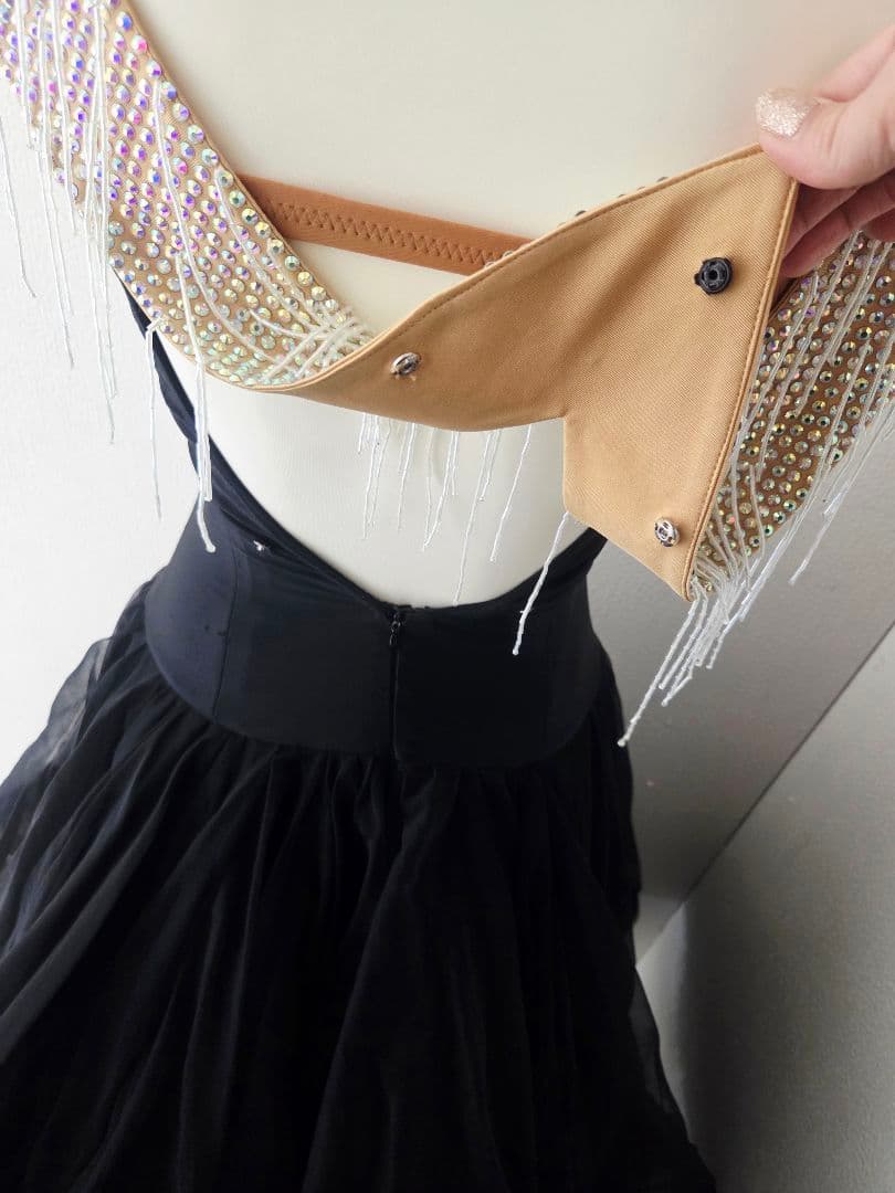 シンプル ブラックドレス スタンダードドレス 社交ダンス　トライアル