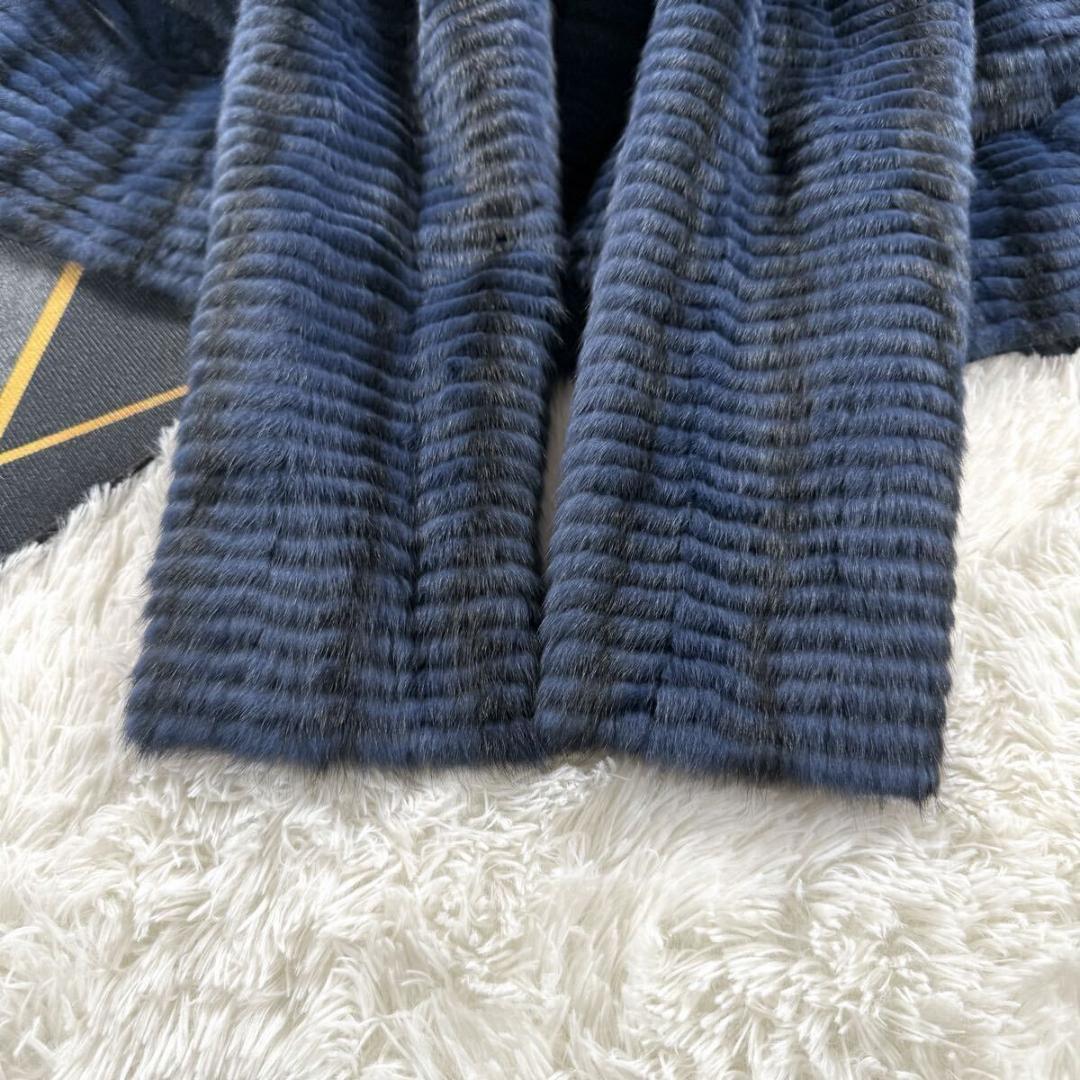 美品 総丈95㎝ ロシアリス リバーシブル コート ロング L相当 AA147