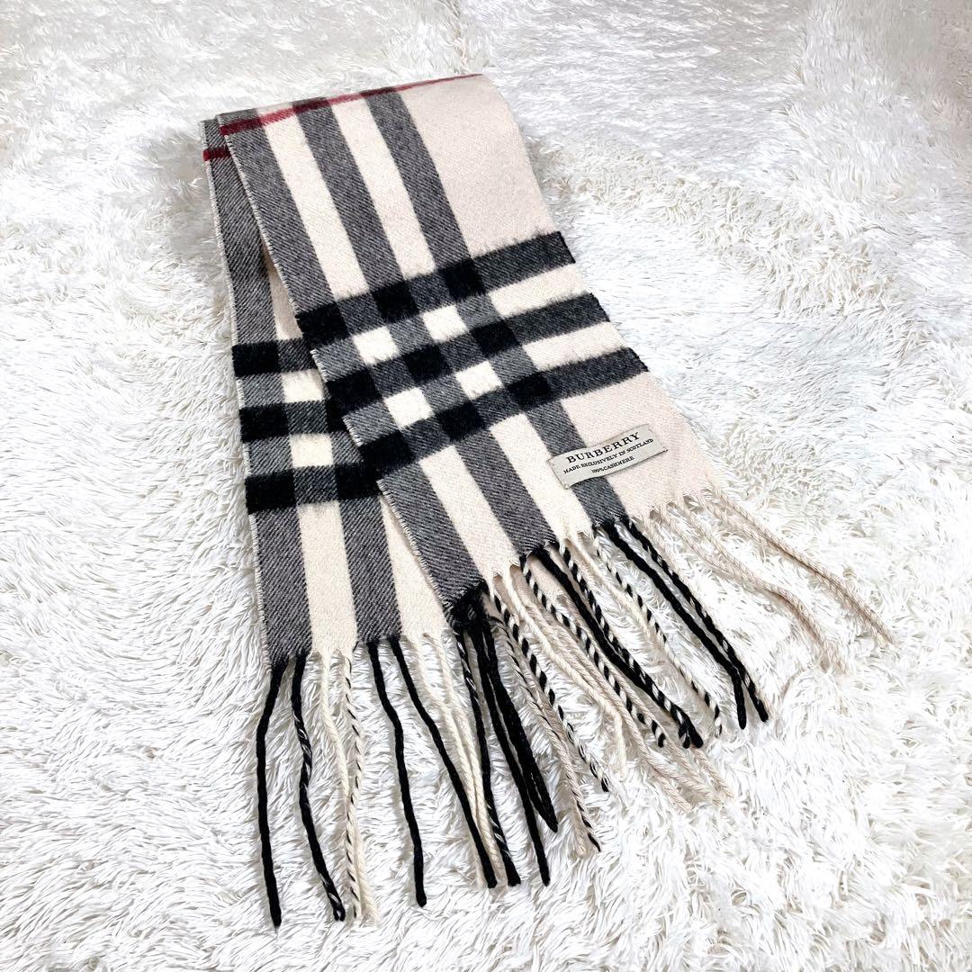 バーバリー マフラー メガチェック カシミヤ100％ スコットランド製