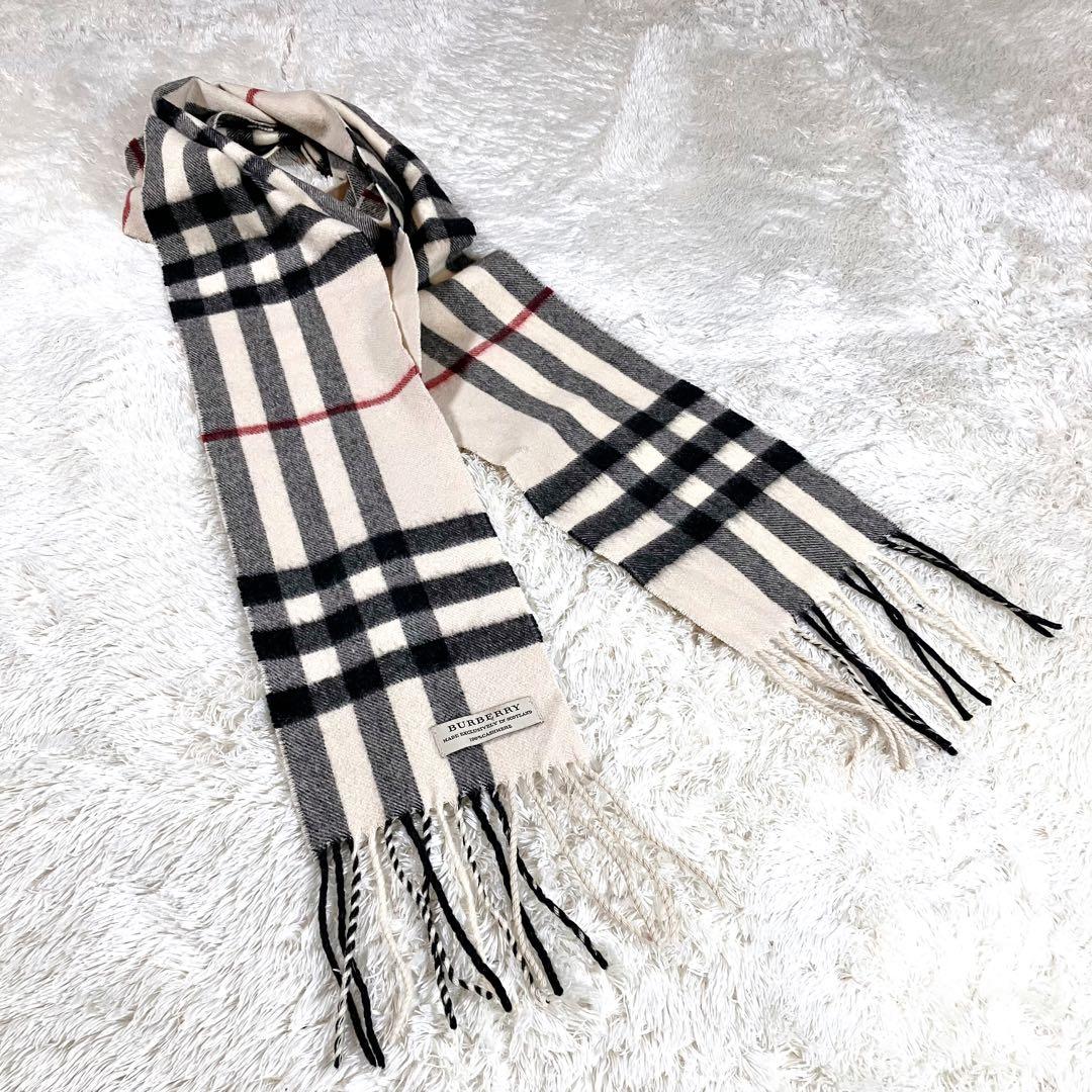 バーバリー マフラー メガチェック カシミヤ100％ スコットランド製