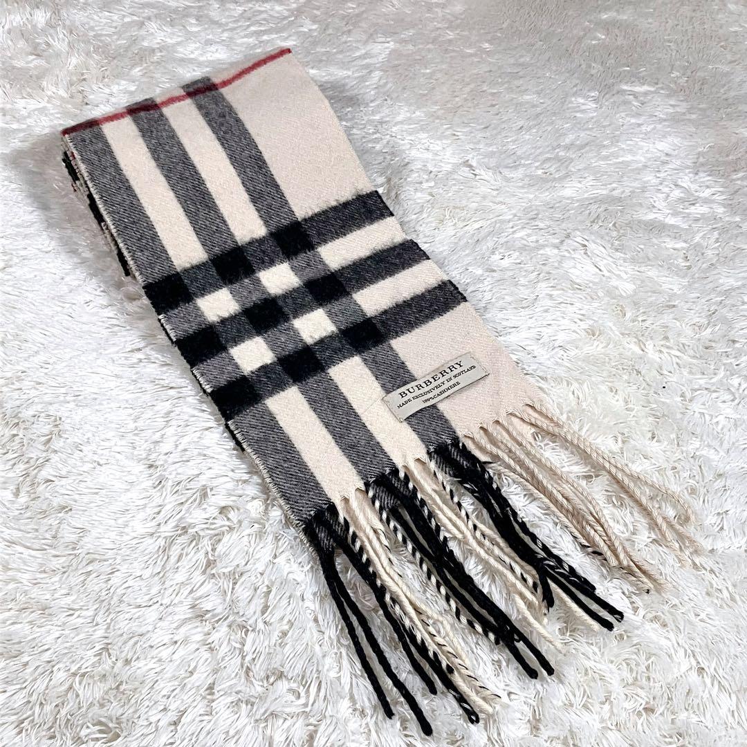 バーバリー マフラー メガチェック カシミヤ100％ スコットランド製