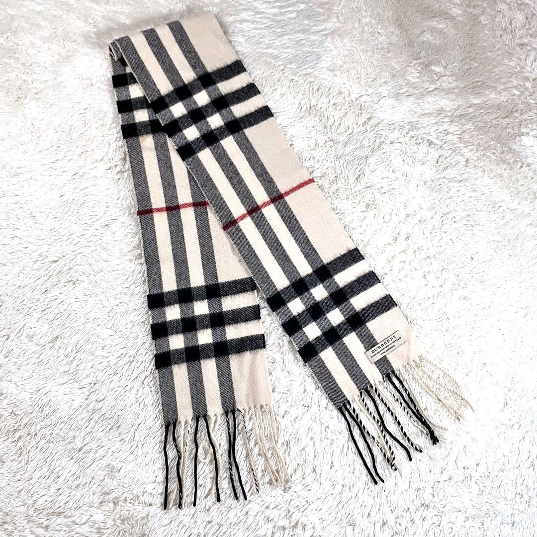 バーバリー マフラー メガチェック カシミヤ100％ スコットランド製