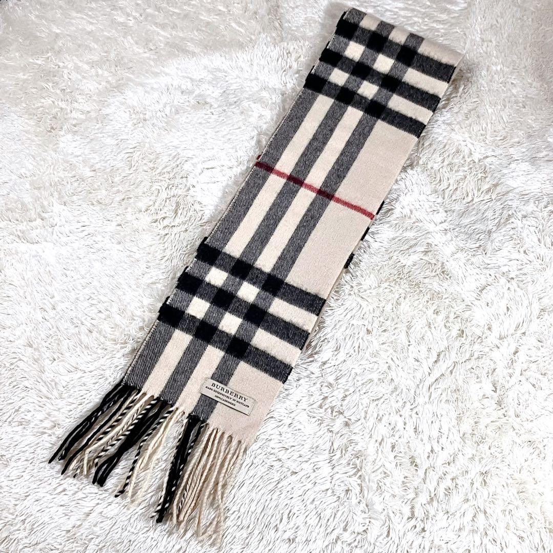 バーバリー マフラー メガチェック カシミヤ100％ スコットランド製