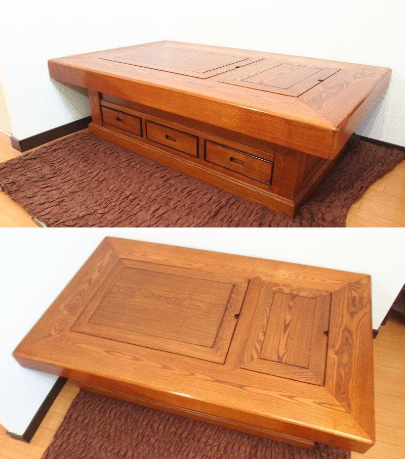 【美品】関西火鉢 囲炉裏テーブル 欅(ケヤキ) 無垢 燗銅壺 他付属品多数 家具