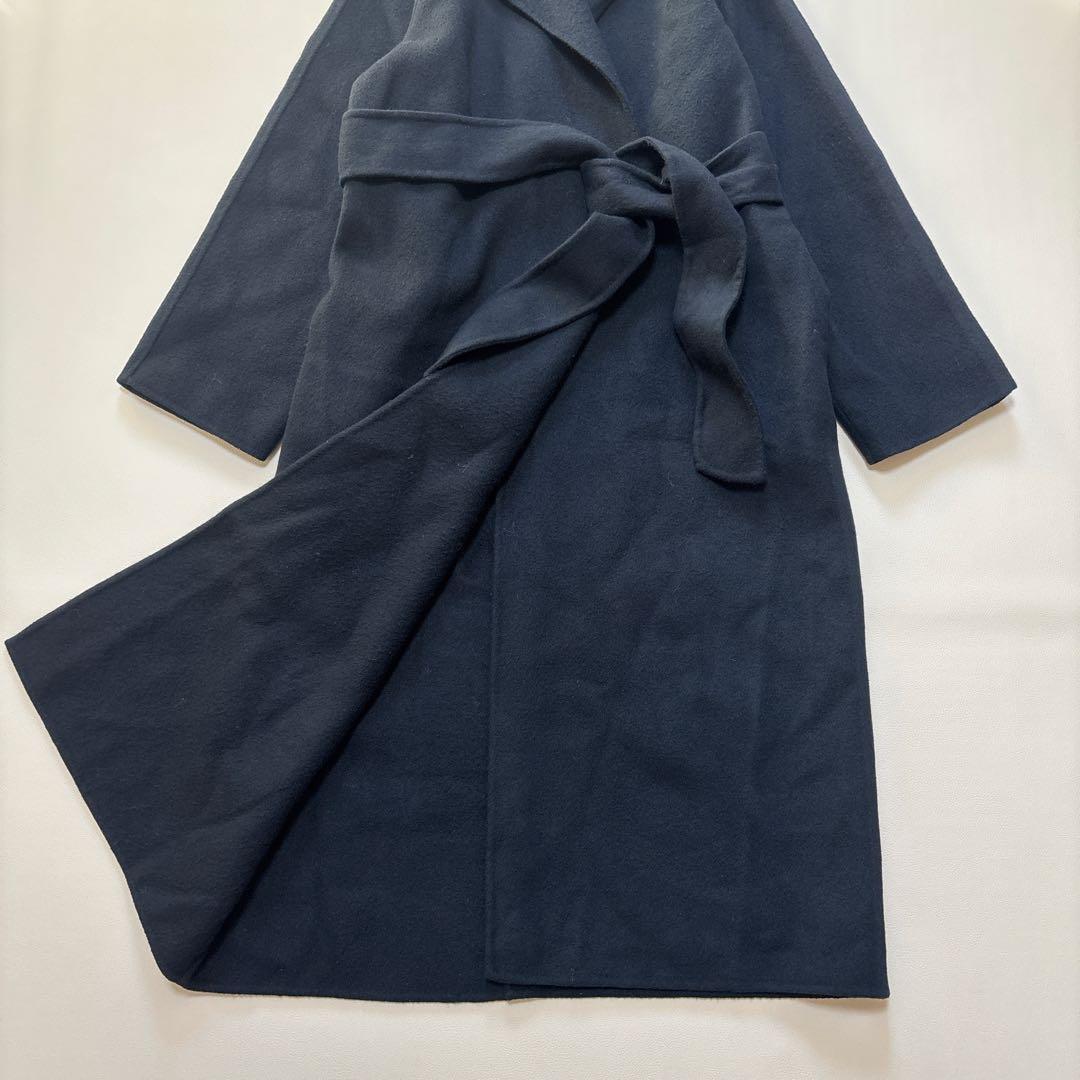 人気✨NORC ノーク リバー ロング コート ダブルフェイス ベルト付き 黒