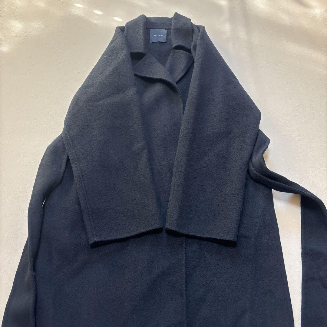 人気✨NORC ノーク リバー ロング コート ダブルフェイス ベルト付き 黒