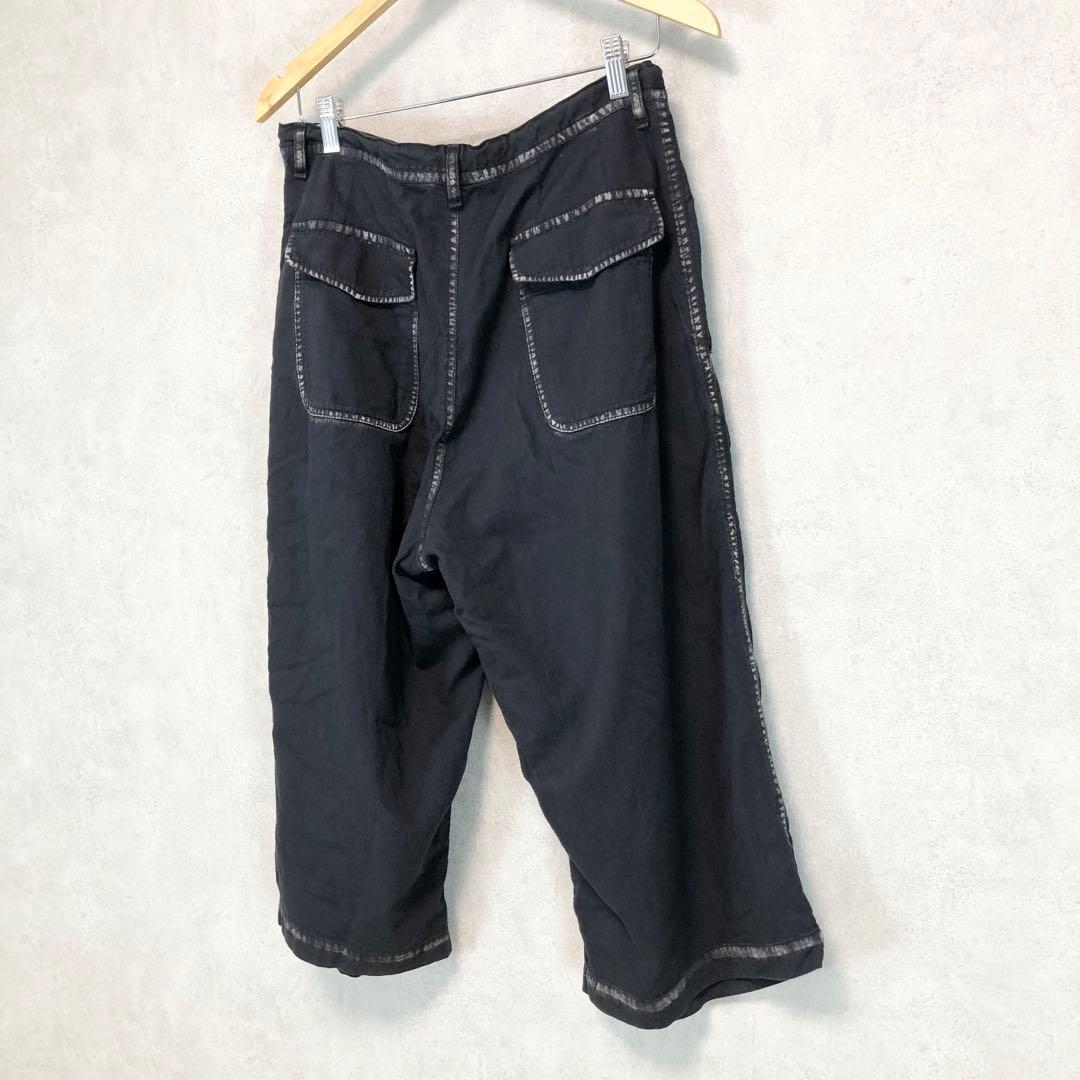 Y's ワイズ 製品染め サルエルワイドパンツ 墨黒