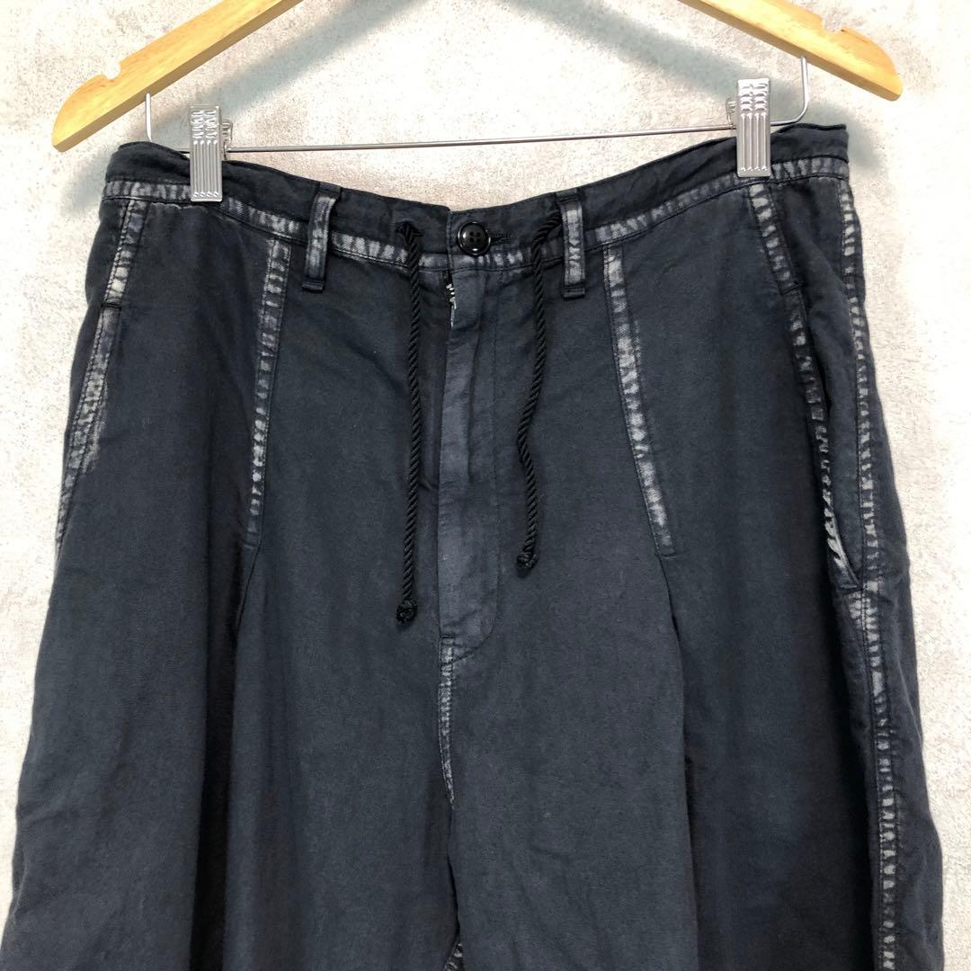 Y's ワイズ 製品染め サルエルワイドパンツ 墨黒