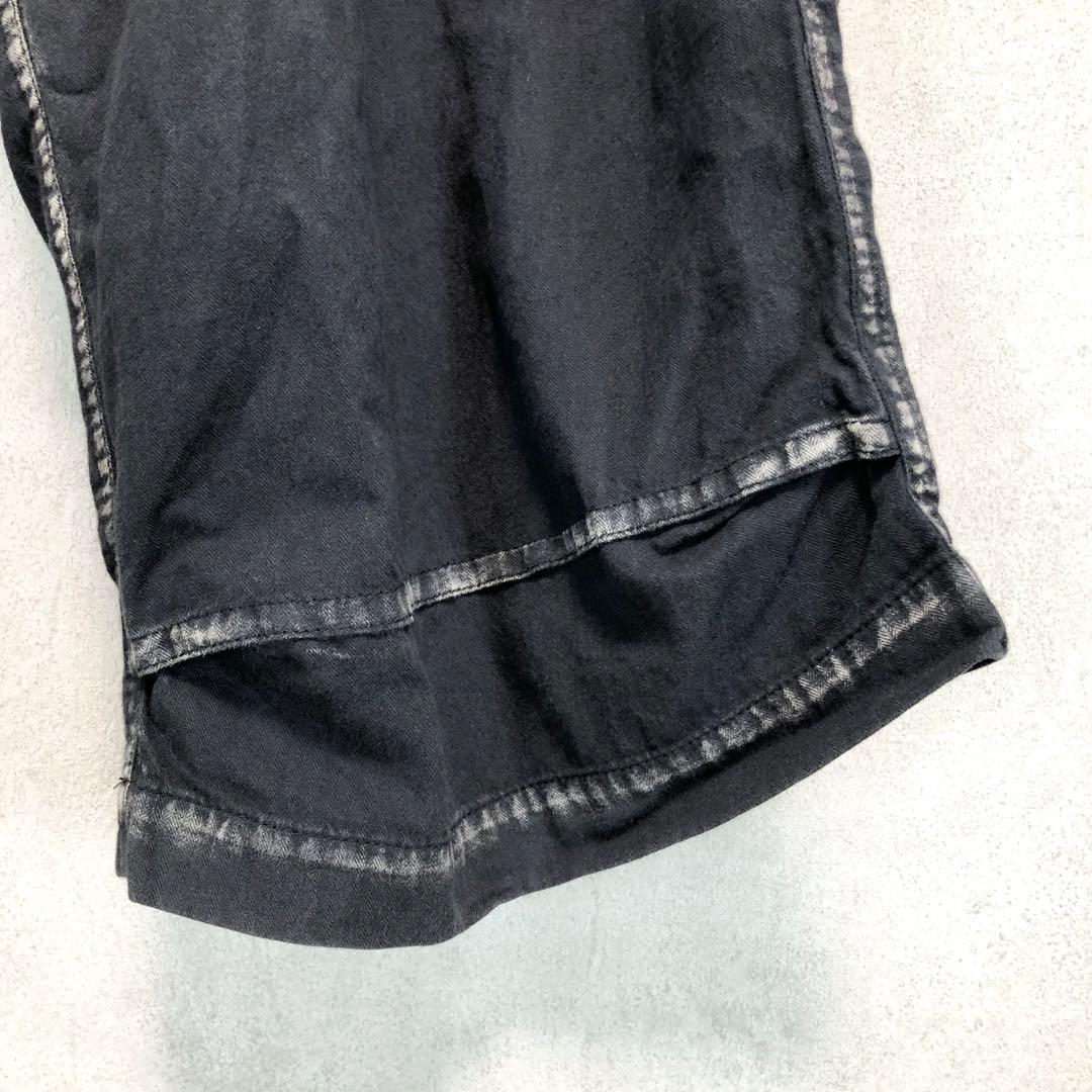 Y's ワイズ 製品染め サルエルワイドパンツ 墨黒