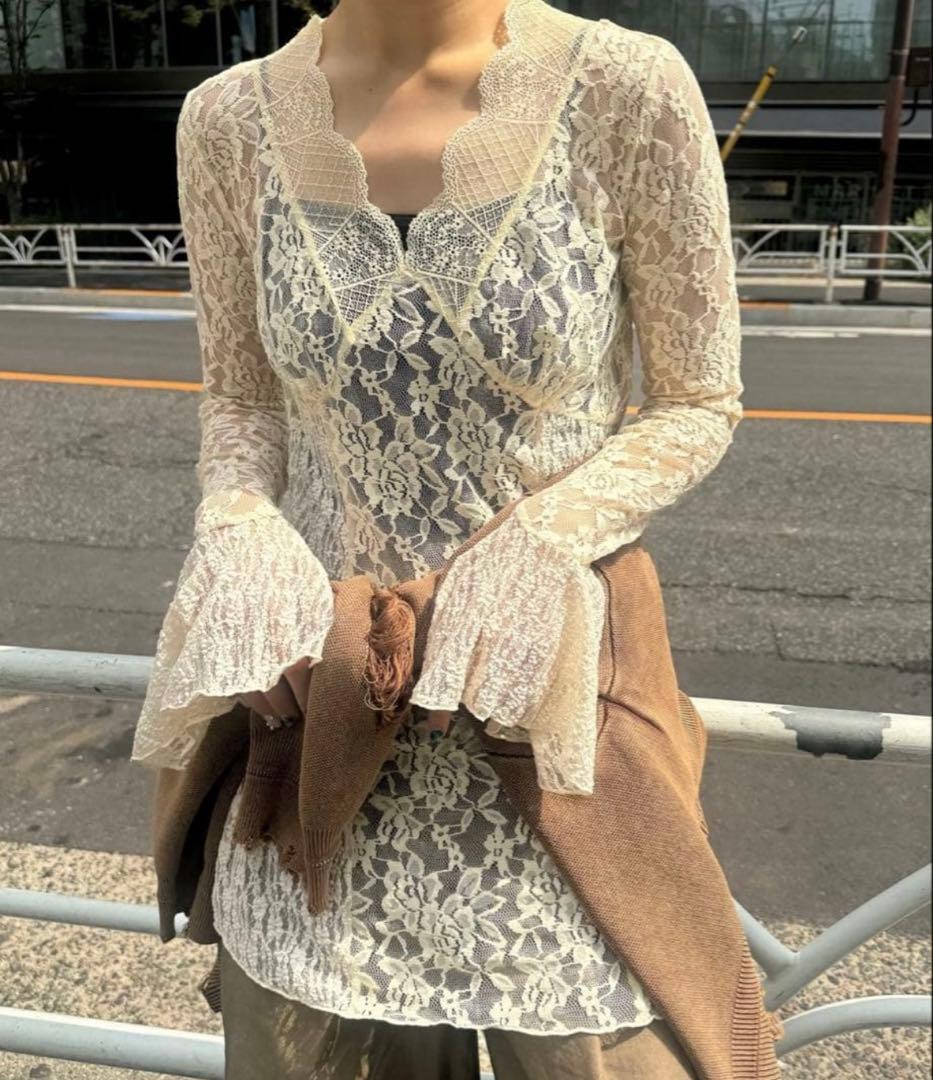 トップス Ameri COMBINATION LACE TOP