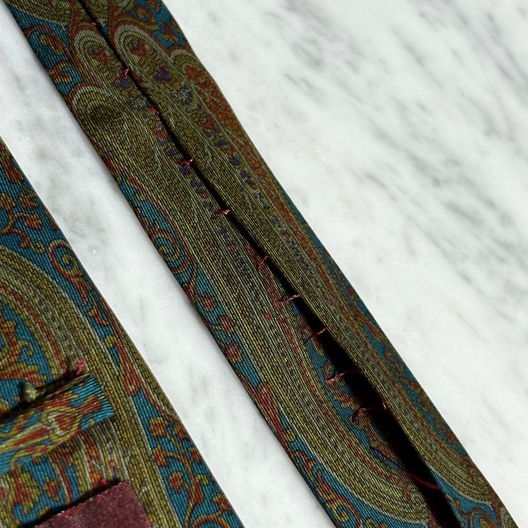 GUCCI ネクタイ オールドグッチ ターコイズブルー系 ペイズリー柄 ロゴ