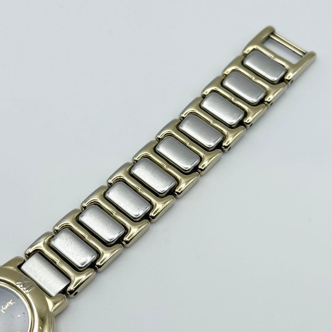 ✨新品電池・稼働✨サンローラン 腕時計 クォーツ ラウンド コンビ 黒文字盤