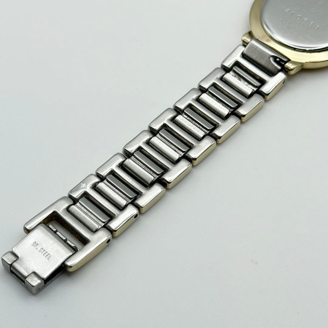 ✨新品電池・稼働✨サンローラン 腕時計 クォーツ ラウンド コンビ 黒文字盤