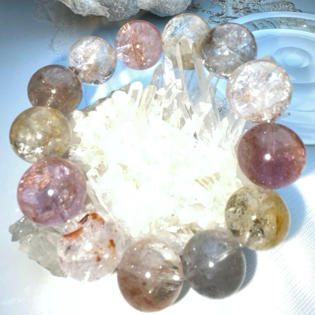 【希少・1点限り】虹入多色ファイアークォーツ ヘマトイド 天然石 18mm 大玉