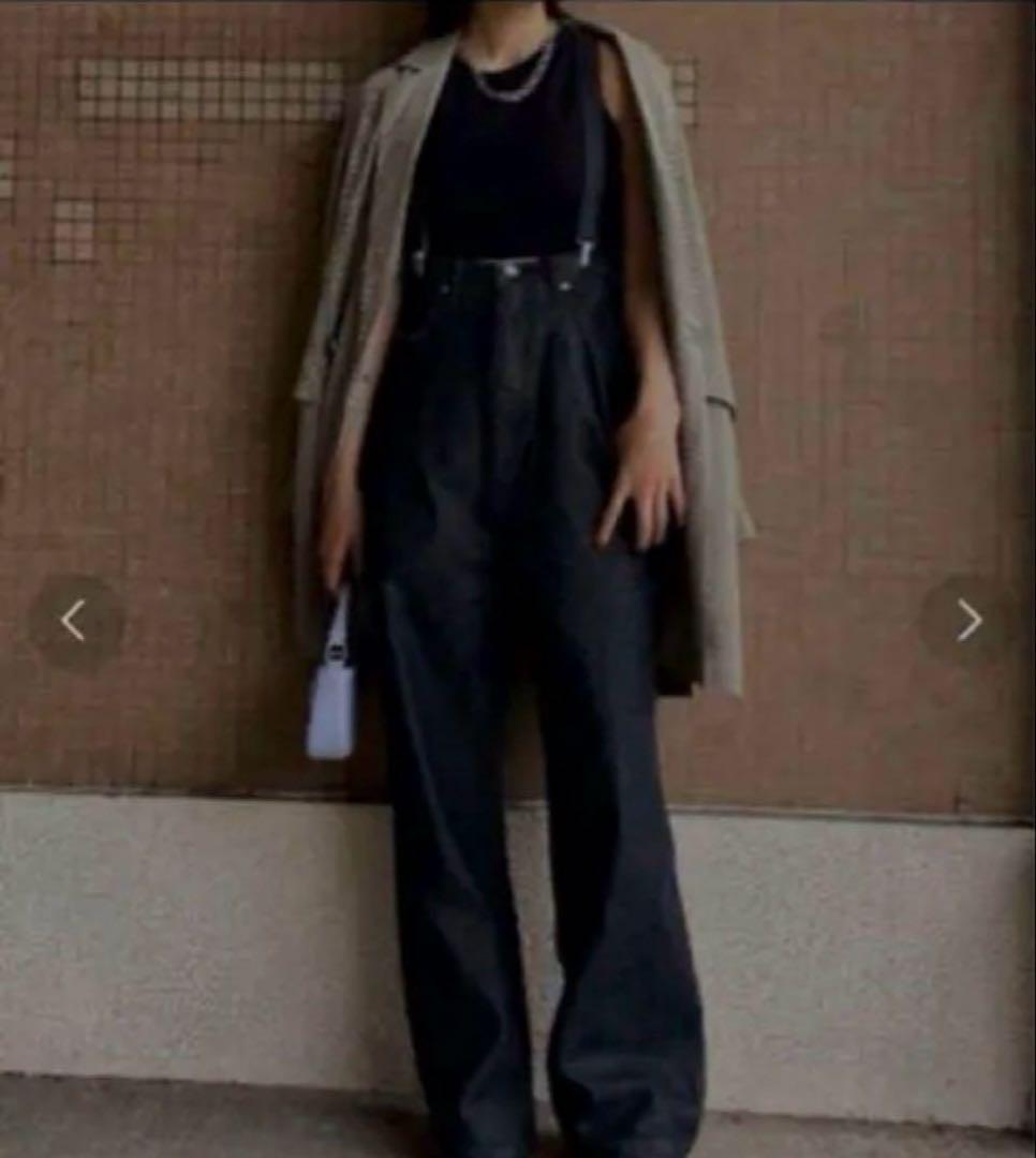美品★ HIGH WAIST WIDE SUSPENDERS PANTS