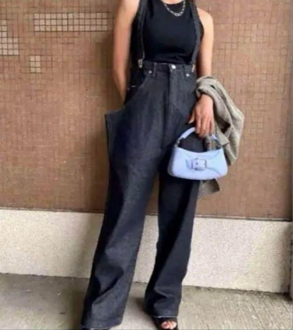 美品★ HIGH WAIST WIDE SUSPENDERS PANTS