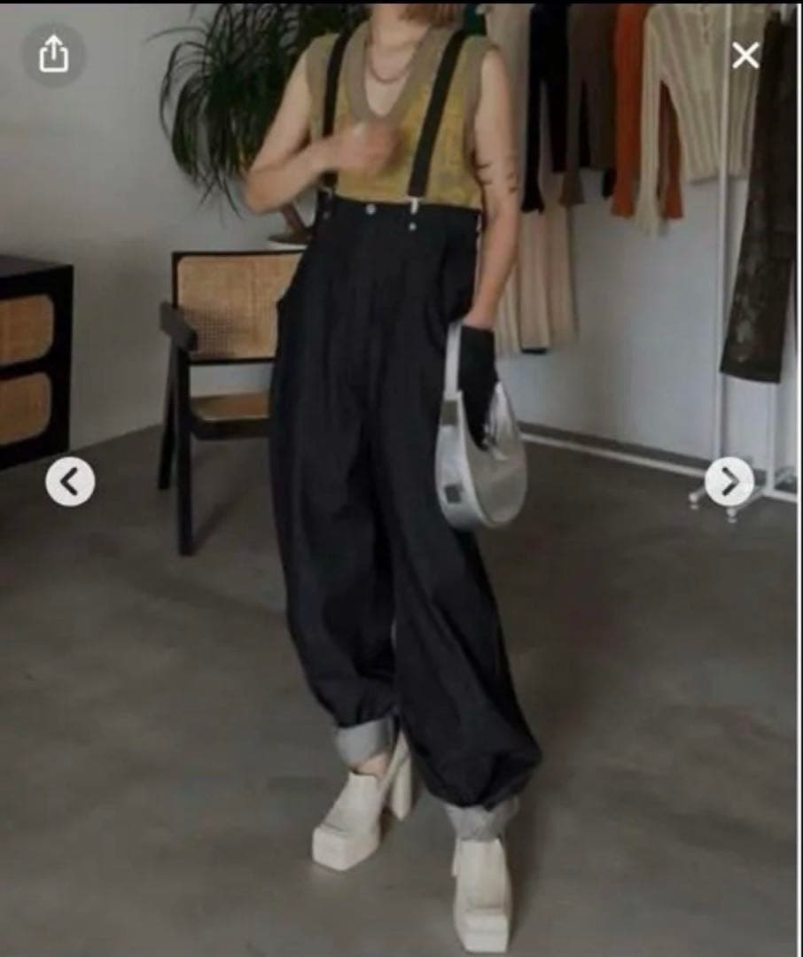 美品★ HIGH WAIST WIDE SUSPENDERS PANTS