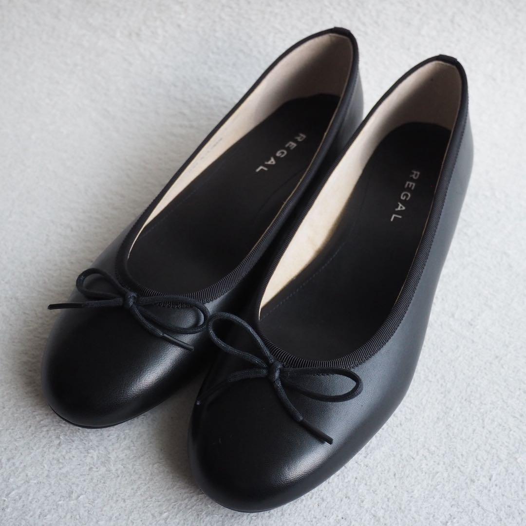 新品 REGAL リーガル バレエシューズ フラットシューズ 黒 23cm