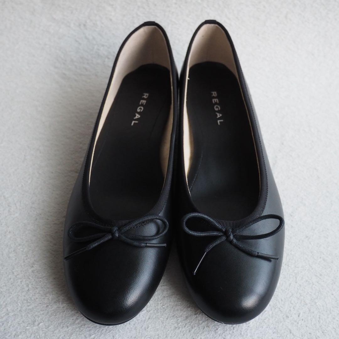 新品 REGAL リーガル バレエシューズ フラットシューズ 黒 23cm