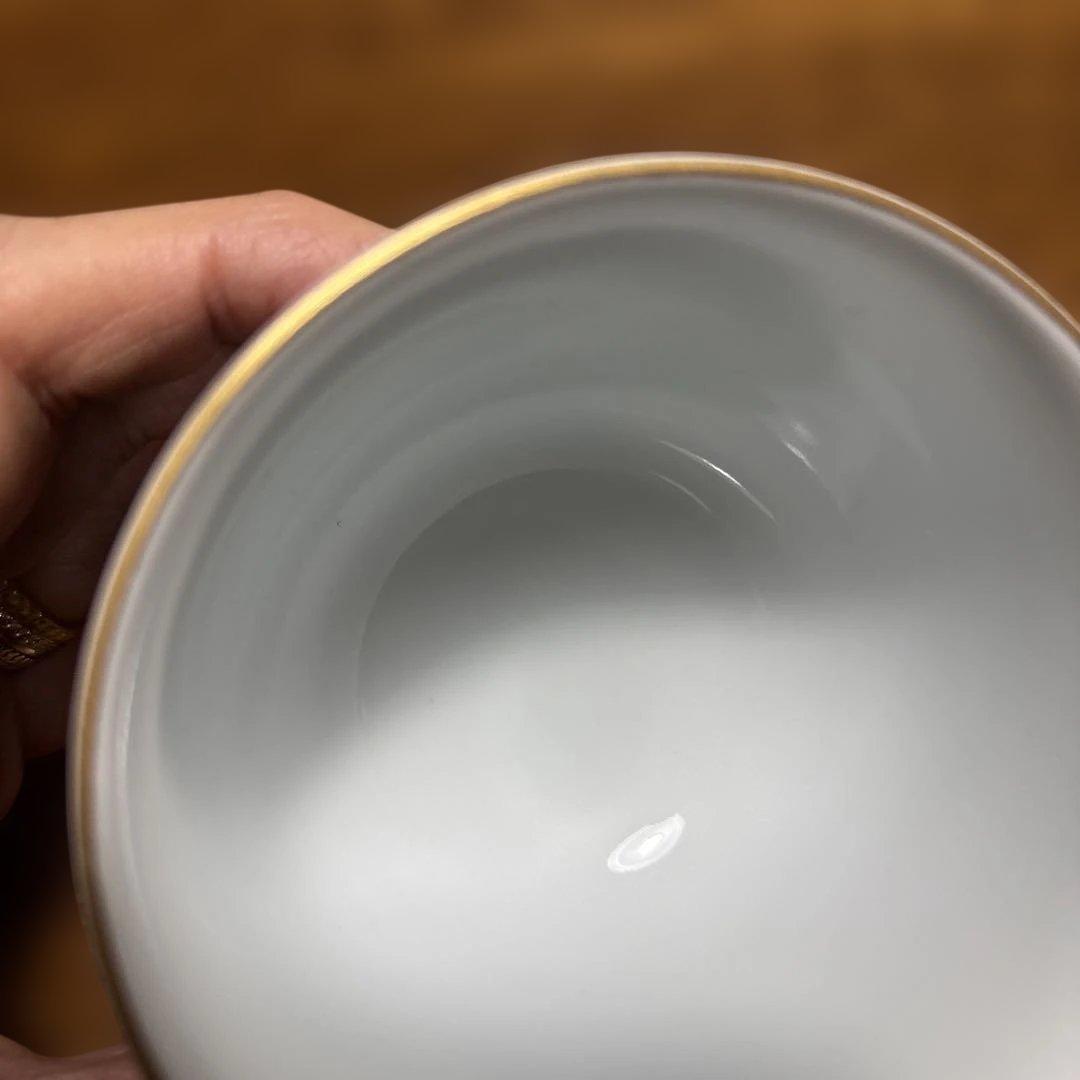 源右衛門　染錦三方割唐草 カップアンドソーサー 2客