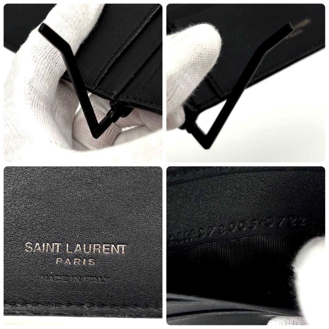 ✨希少✨　SAINT LAURENT PARIS マネークリップ　ストライプ　黒