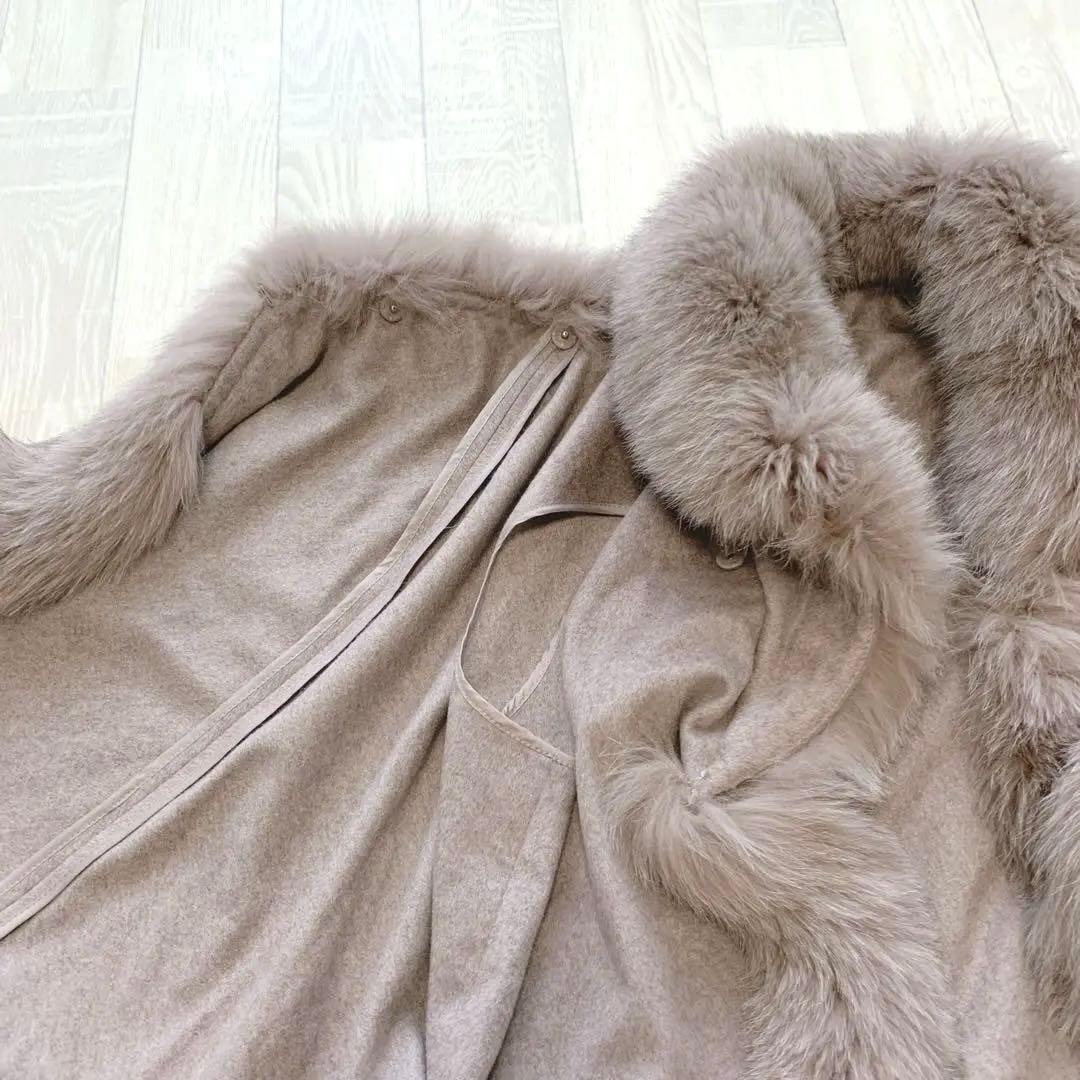 訳あり　美品　ファビオラ ムーンバット フォックスファー ポンチョ