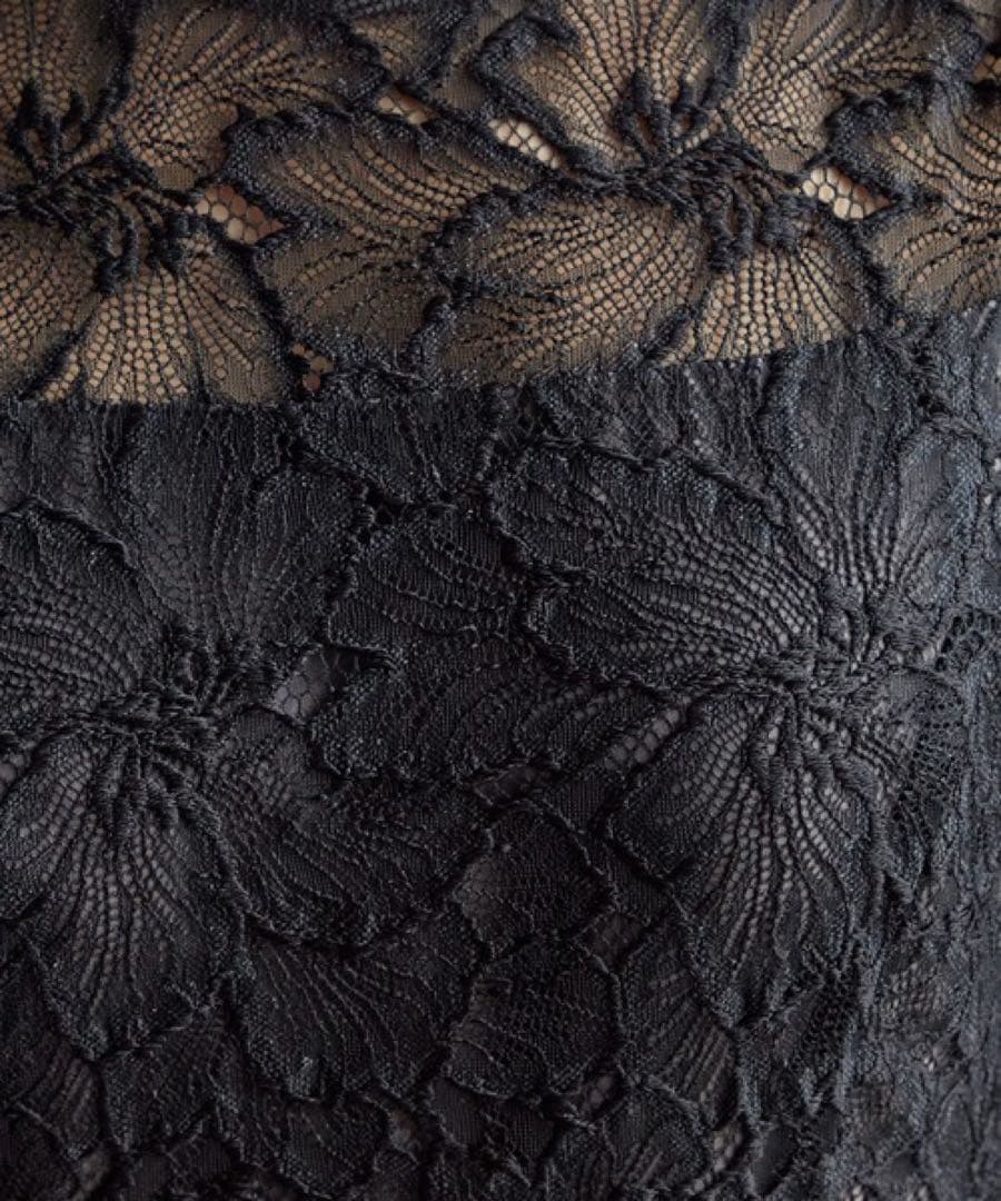 新品タグ付き ブラックレースロングドレス