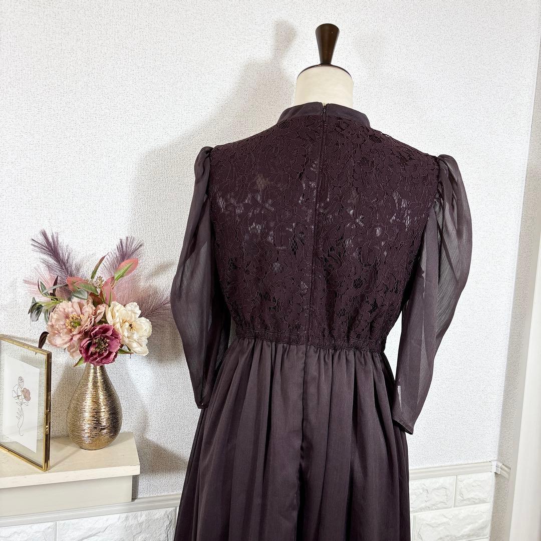 etoll.　ドレス　チャイナモチーフフレアドレス　ブラウン　オケージョン　M