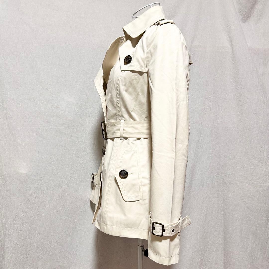 美品 バーバリー ブルーレーベル コート ショート丈 ノバチェック アイボリー