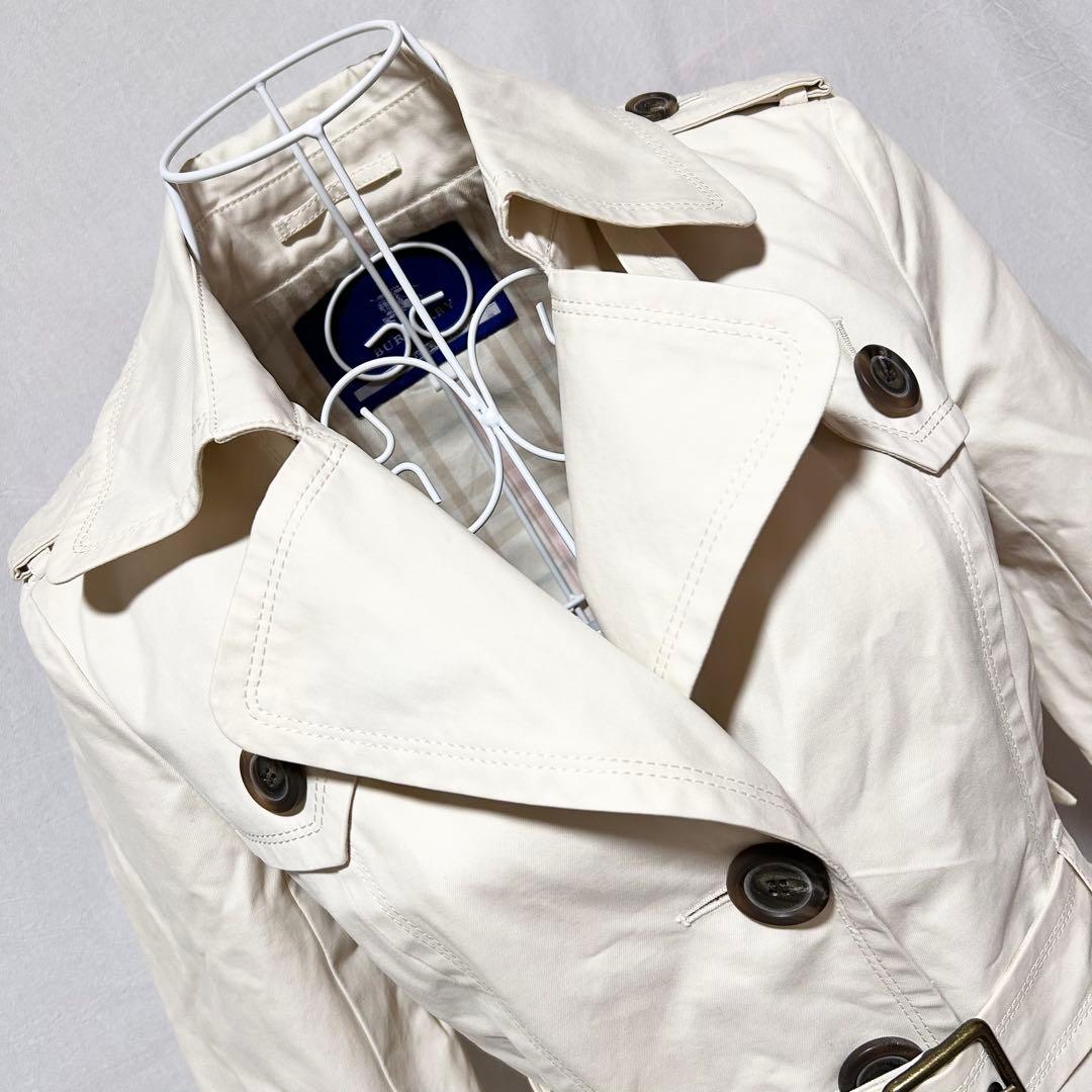 美品 バーバリー ブルーレーベル コート ショート丈 ノバチェック アイボリー