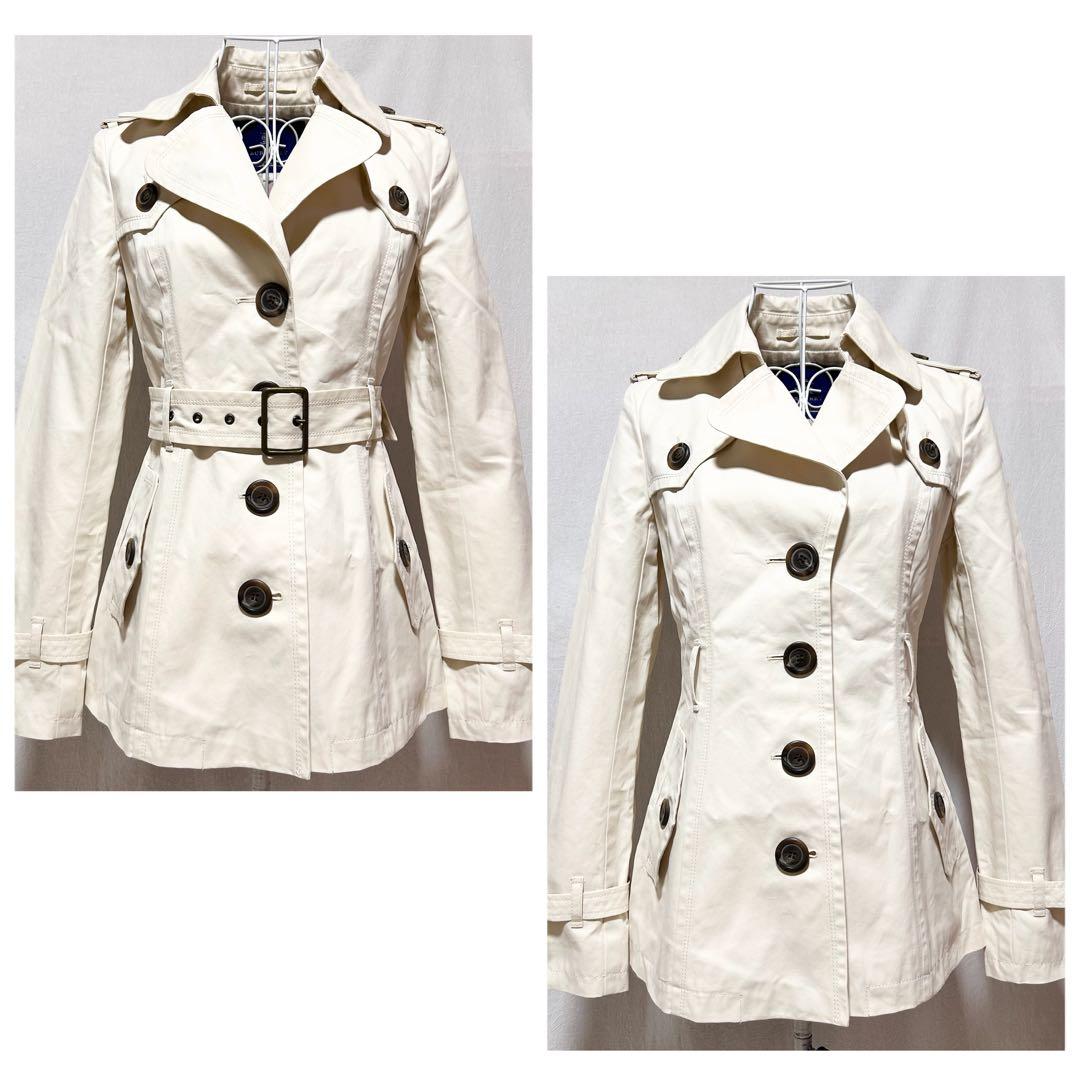 美品 バーバリー ブルーレーベル コート ショート丈 ノバチェック アイボリー