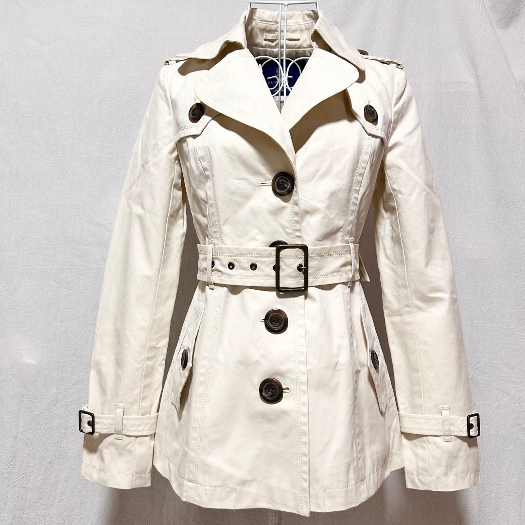 美品 バーバリー ブルーレーベル コート ショート丈 ノバチェック アイボリー