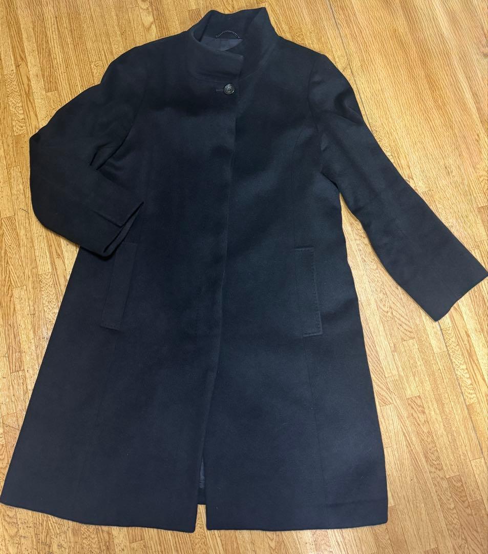 【美品】23区　スタンドカラーコート　ブラック　44サイズ　ウール/アンゴラ