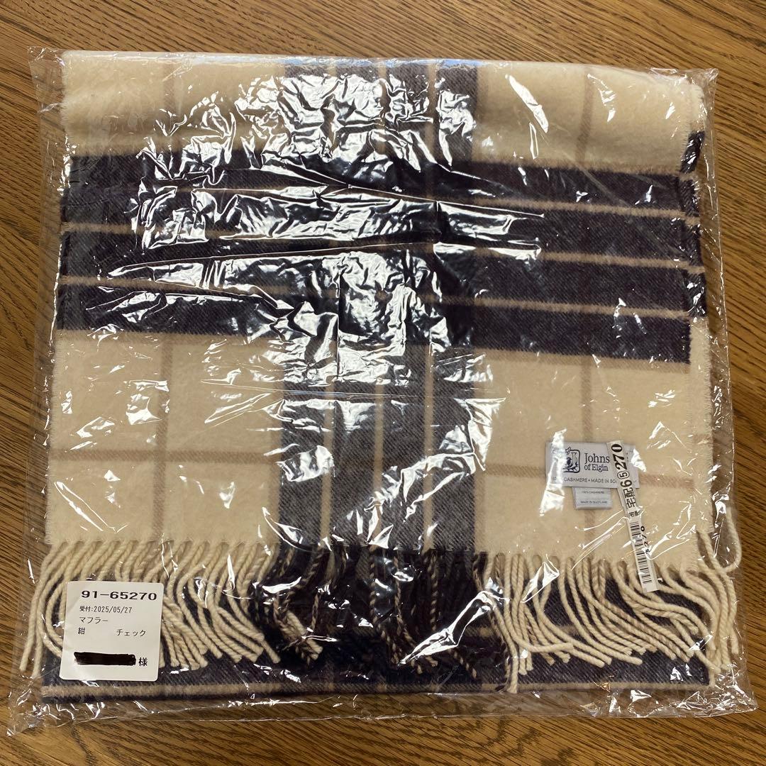 Johnstons of Elgin ウールマフラー チェック柄