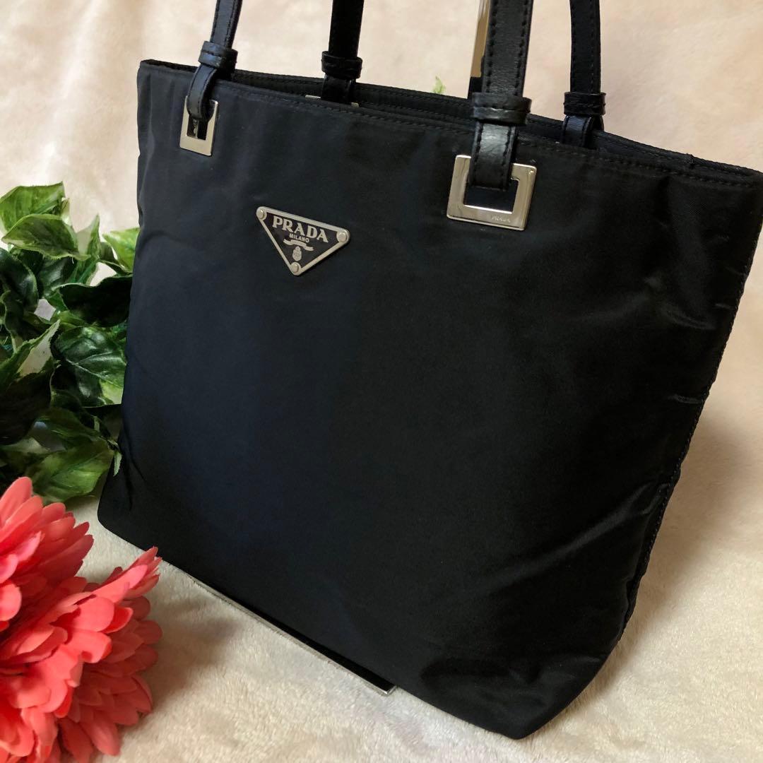 ★Taka★美品♡ プラダ　トートバッグ　ハンドバッグ　三角プレート