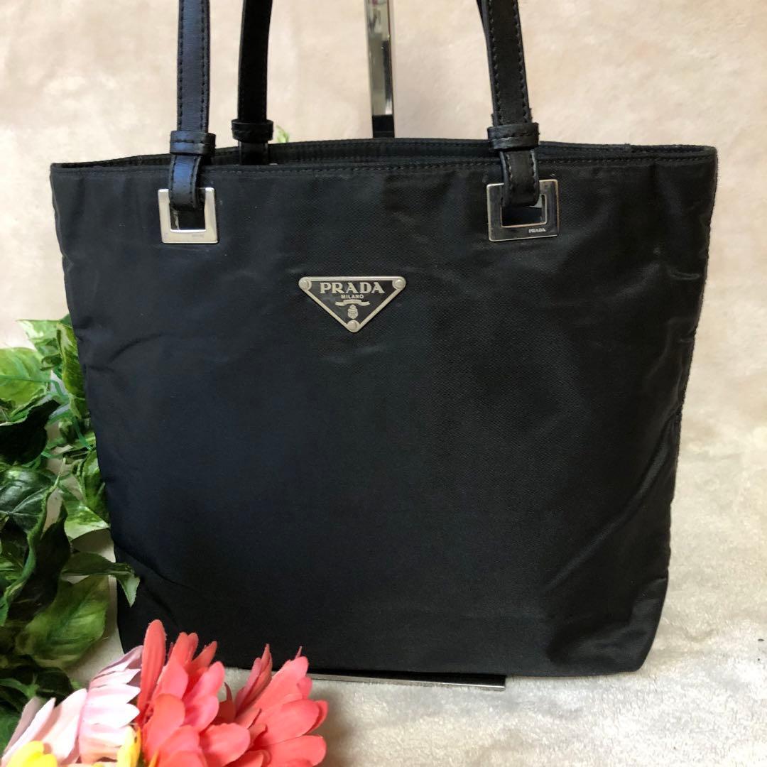 ★Taka★美品♡ プラダ　トートバッグ　ハンドバッグ　三角プレート