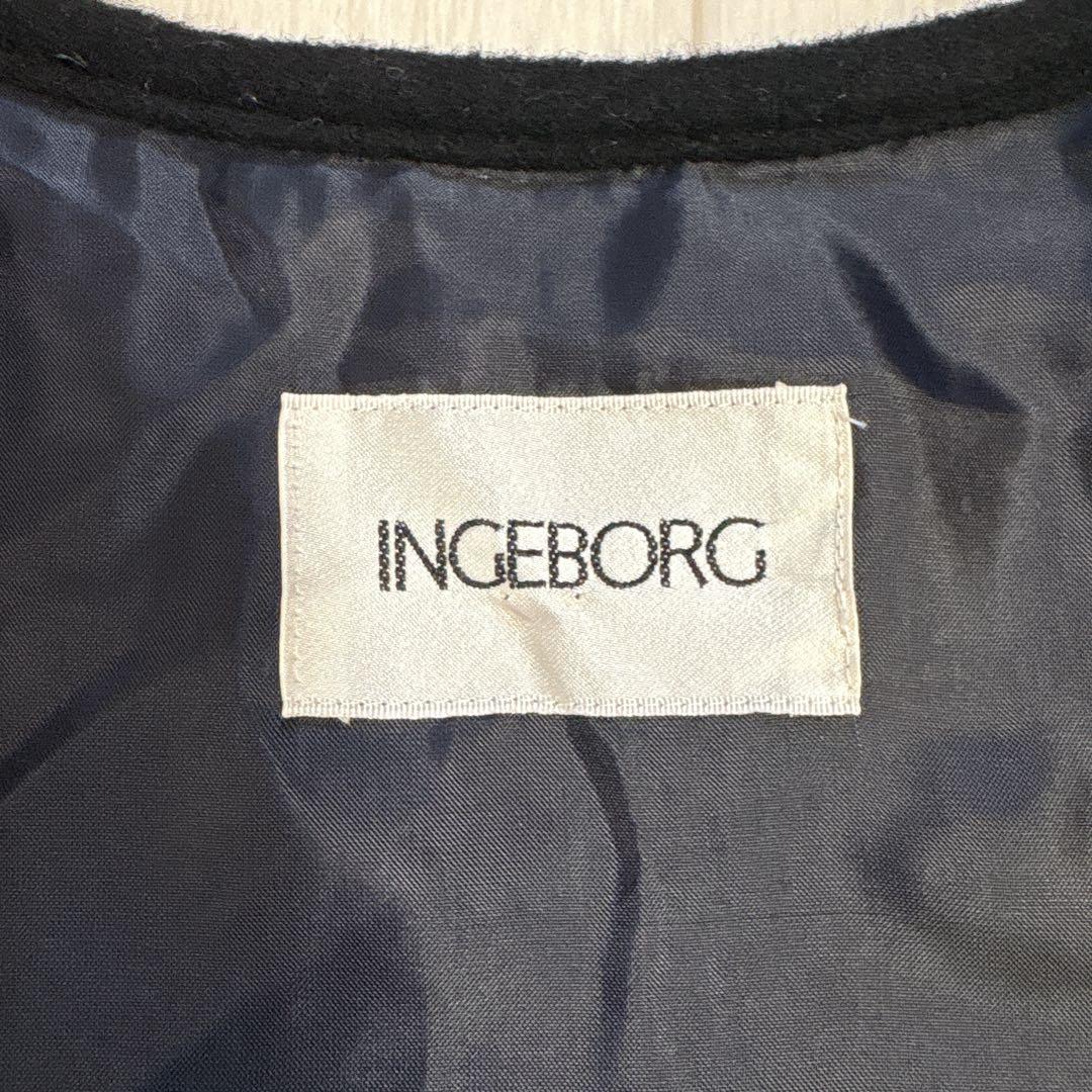 未使用 インゲボルグ アンゴラ混 フォーマル ジャケット バラ 刺繍 ブラック