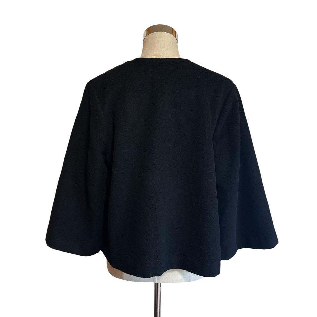 未使用 インゲボルグ アンゴラ混 フォーマル ジャケット バラ 刺繍 ブラック